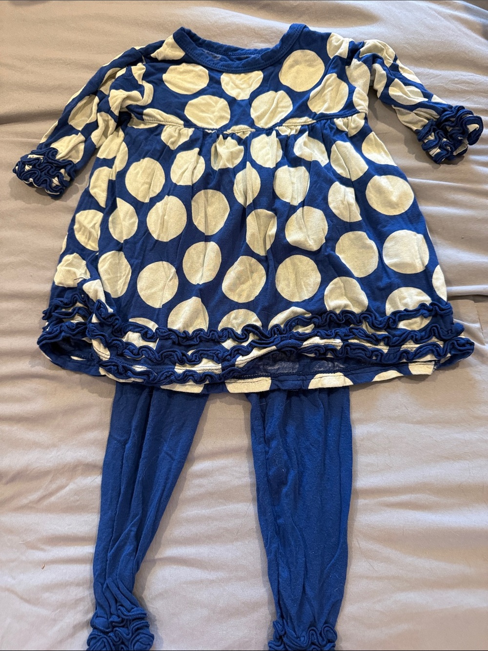 Kickee Pants Polka Ruffle Tunic with Footed Ruffle Leggings